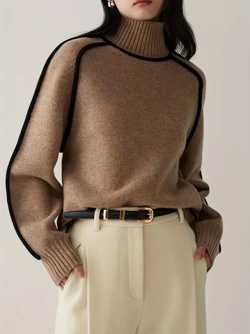 Pull Over en Laine Mélangée | Col Roulé | Coupe Relaxée