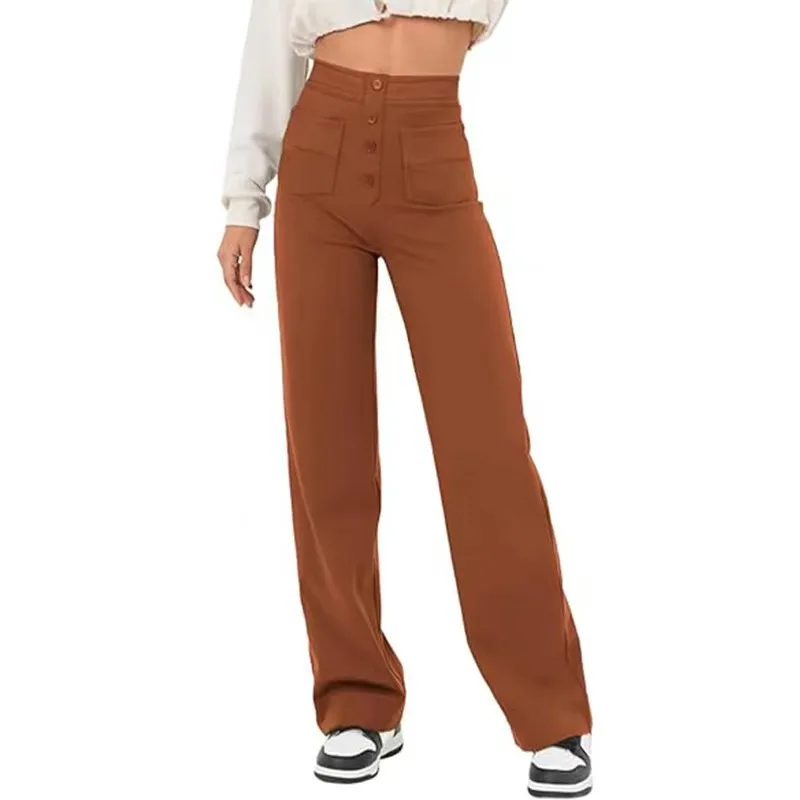 Pantalon Large Haute Taille avec Poches