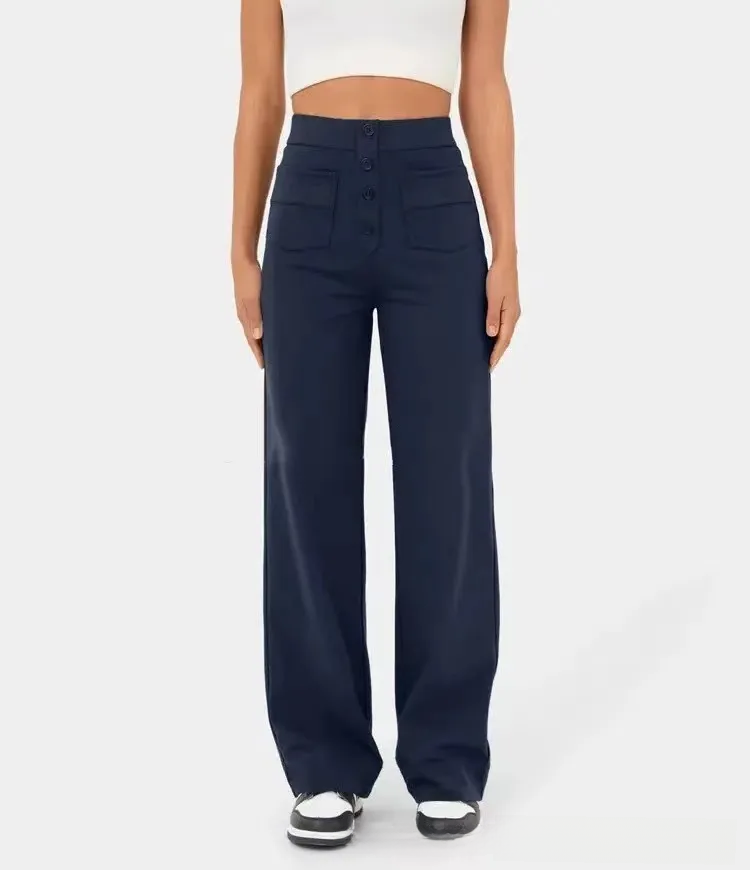 Pantalon Large Haute Taille avec Poches