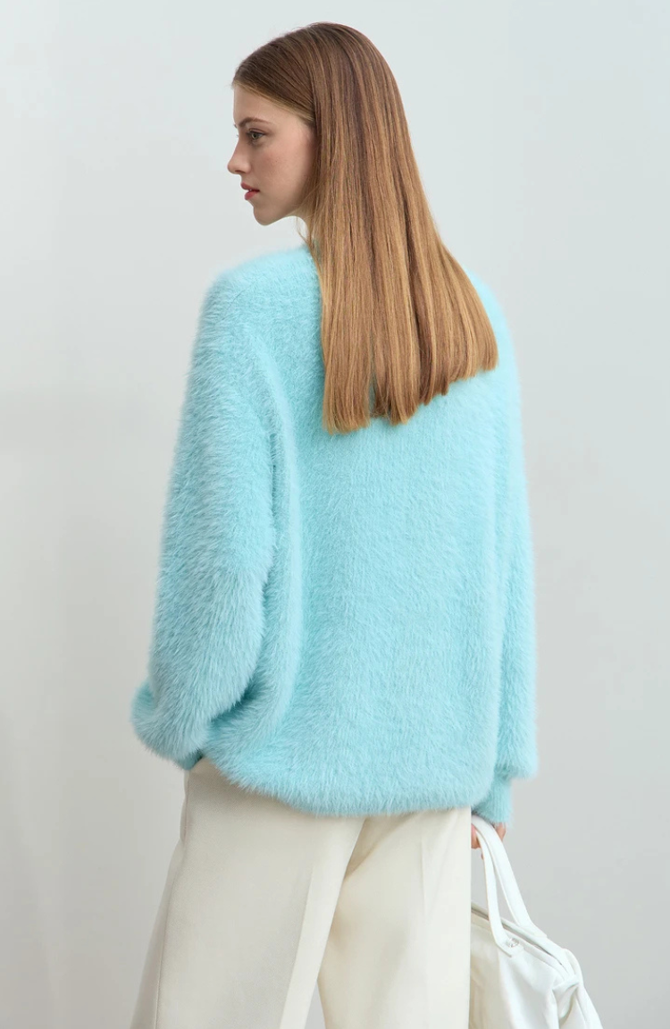 Pull Fuzzy Knit | Coupe Relaxée | Blanc