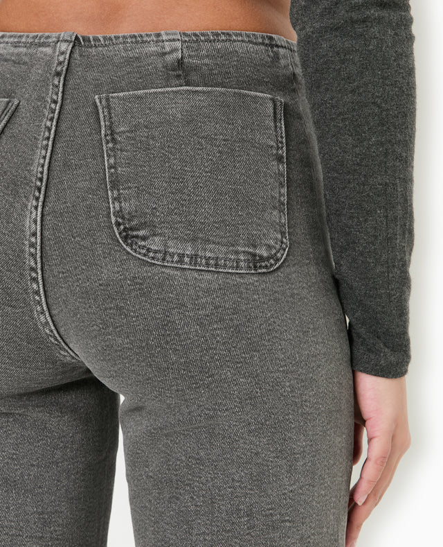 Jeans Hauts Taille Droits | Couture Contrastante | Silhouette Longueur Complète