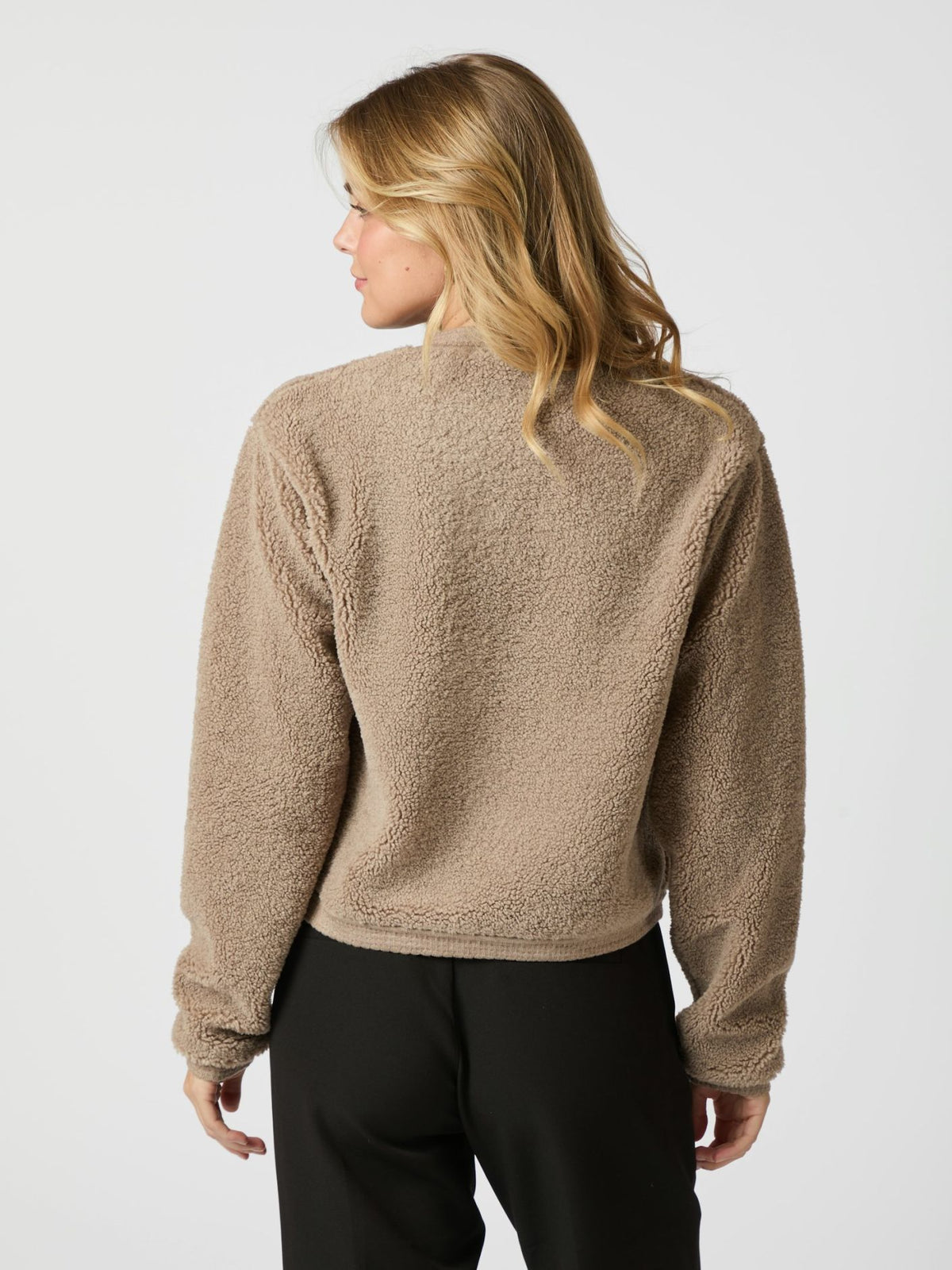Robe Teddy Cardigan | Texture Faux Shearling | Bouton Devant