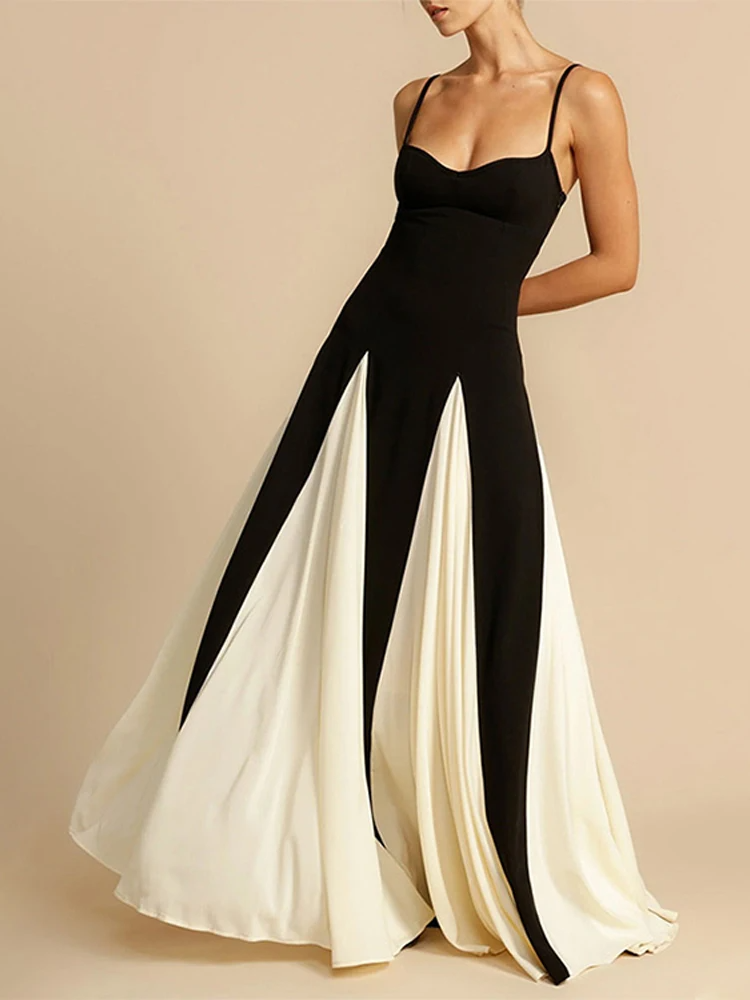 Robe Lueur Angélique Maxi | Deux Tons, Fit and Flare, Bretelles Spaghetti