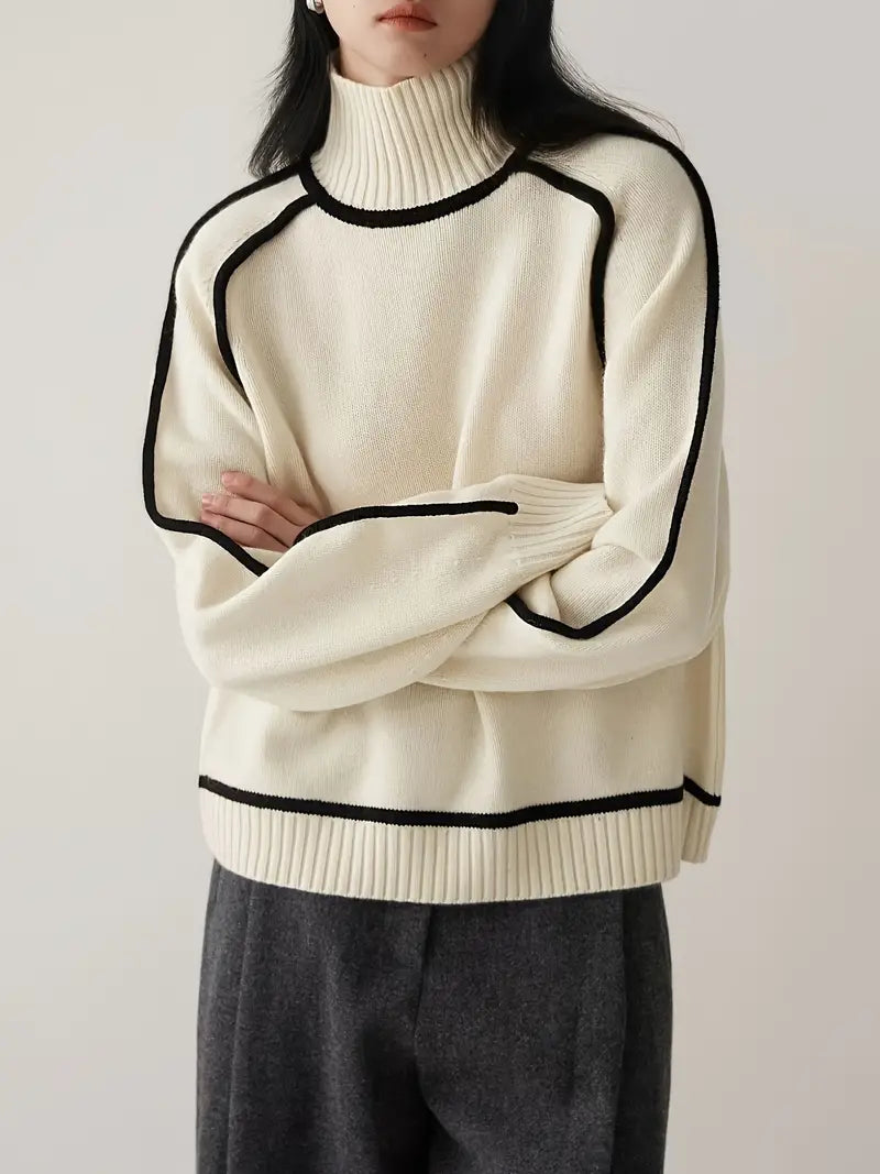 Pull Over en Laine Mélangée | Col Roulé | Coupe Relaxée
