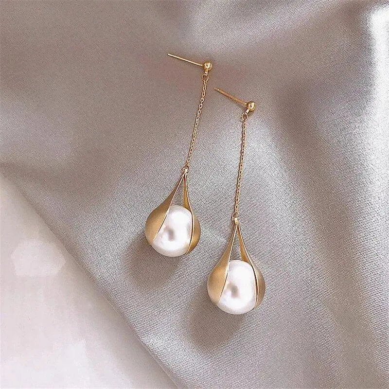 Boucles d'oreilles Perle Clarté | Cadre Sculpté en Or
