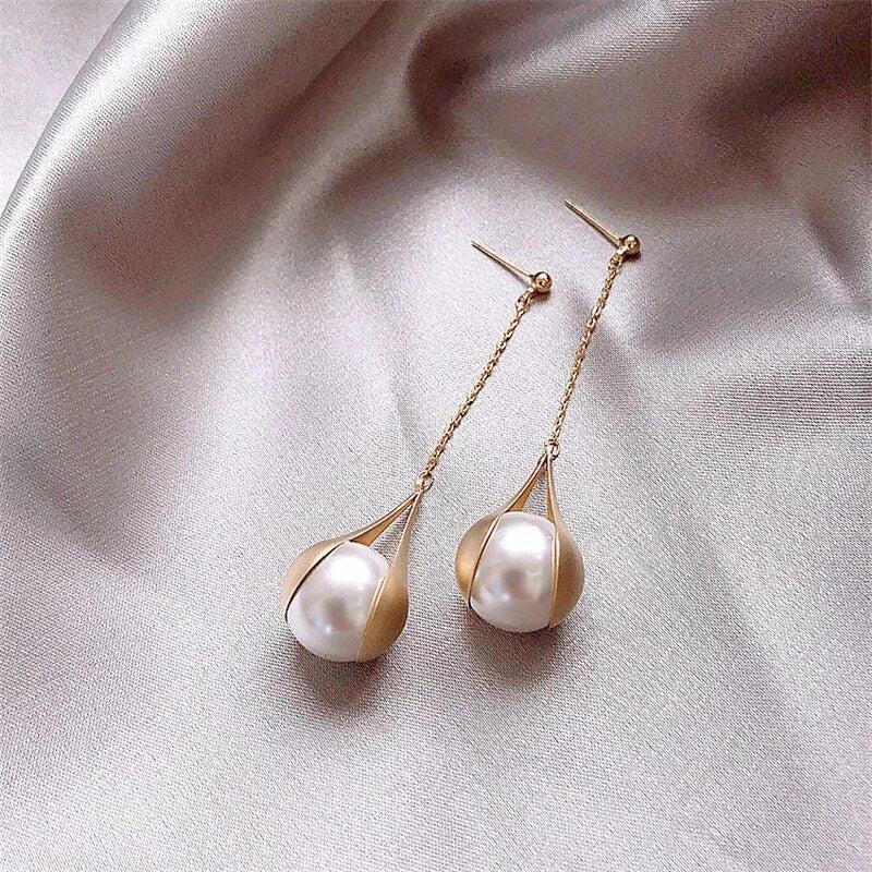 Boucles d'oreilles Perle Clarté | Cadre Sculpté en Or
