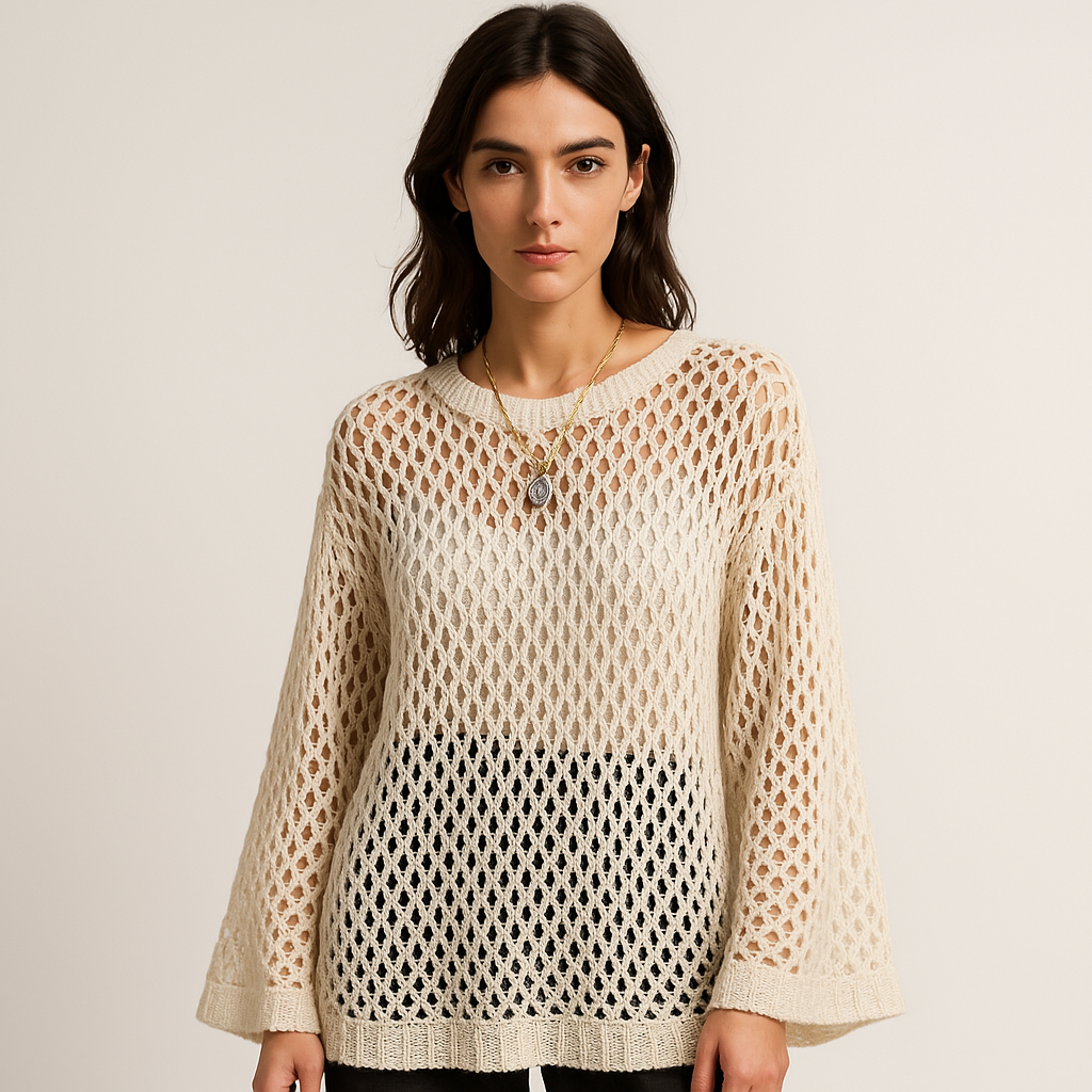 Pull-over en Crochet | Texture Crochet | Couleur Beige
