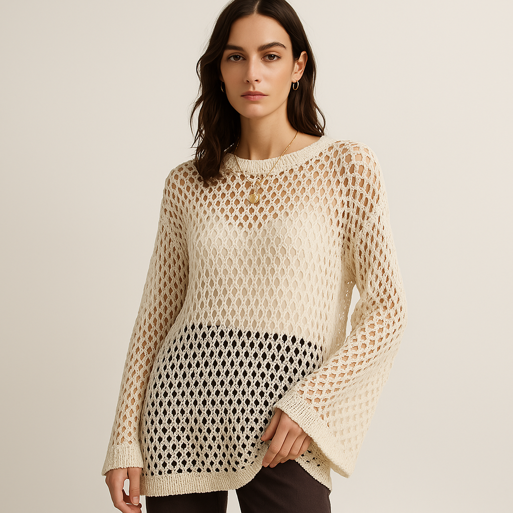 Pull-over en Crochet | Texture Crochet | Couleur Beige