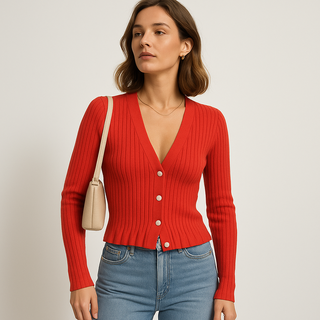 Cardigan à Boutons Ribbé | Col V | Ajusté