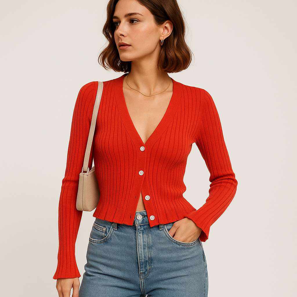 Cardigan à Boutons Ribbé | Col V | Ajusté