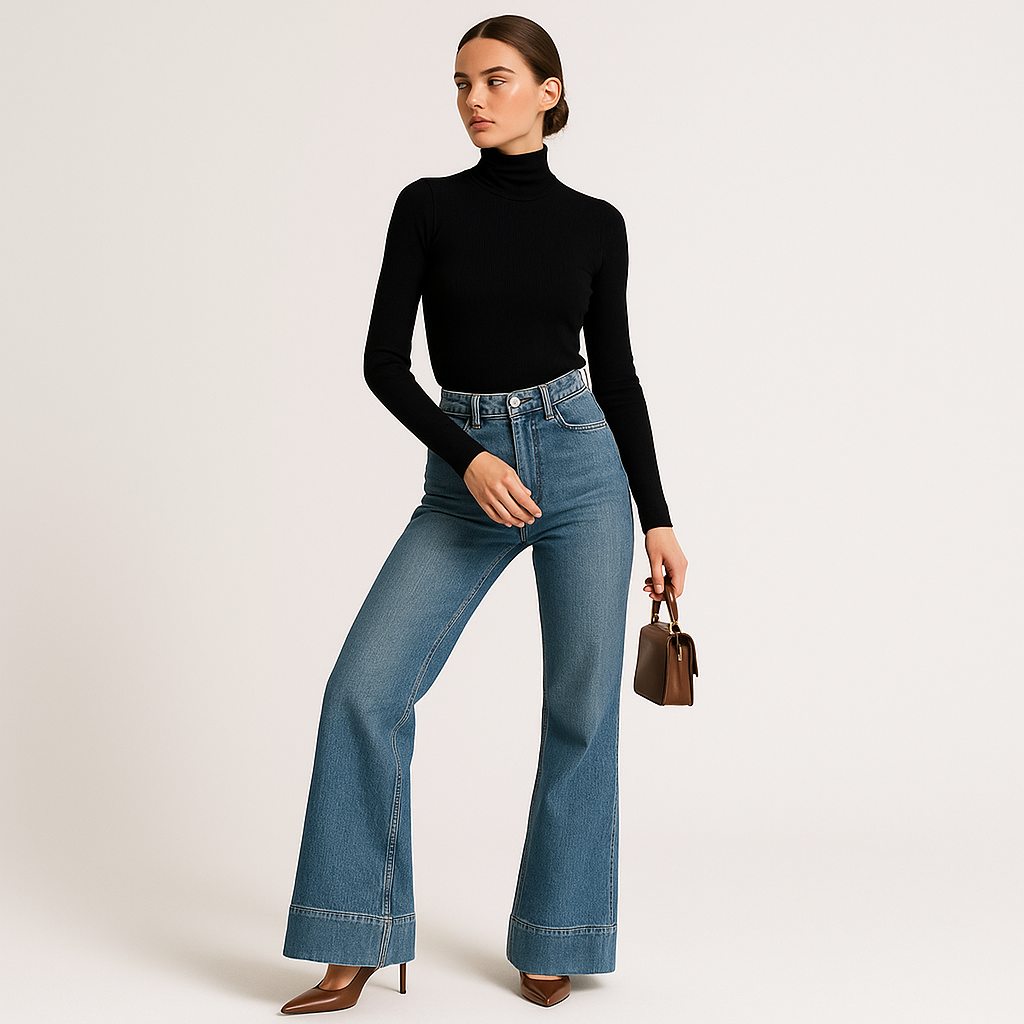 Jeans Flare Haute Taille | Denim Structuré | Collection Fondamentale