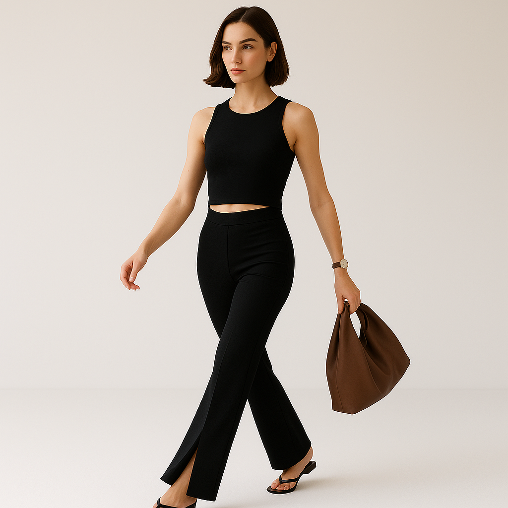 Pantalon Slim Fit à Ourlet Fendu | Silhouette Sculptante | Minimaliste Moderne