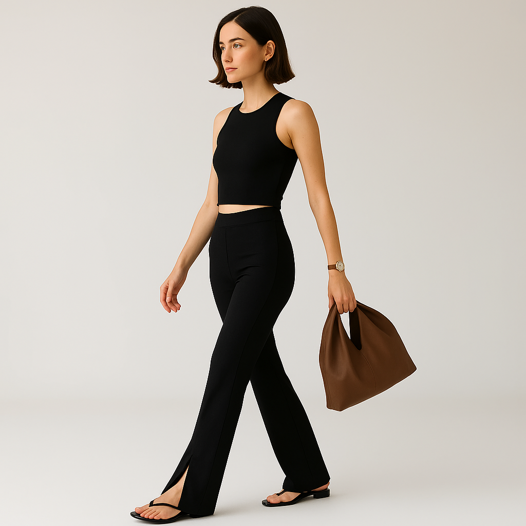 Pantalon Slim Fit à Ourlet Fendu | Silhouette Sculptante | Minimaliste Moderne