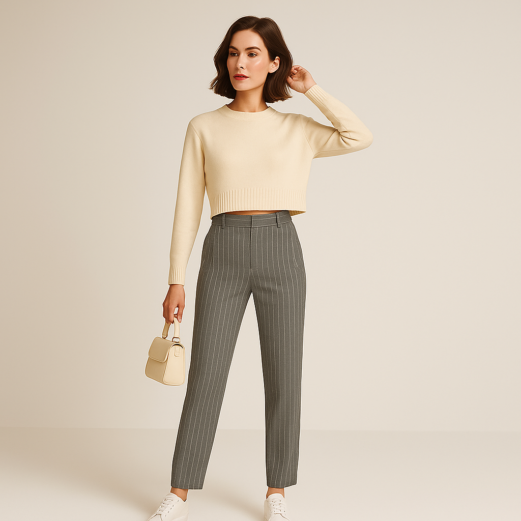 Pantalon Relaxé à Rayures | Taille Élastique | Tailoring Moderne