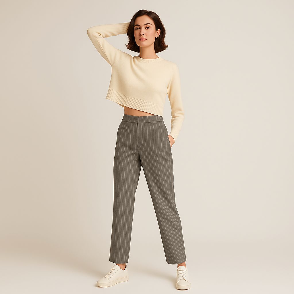 Pantalon Relaxé à Rayures | Taille Élastique | Tailoring Moderne