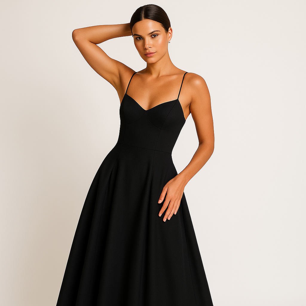 Robe Maxi Col Sweetheart | Silhouette A-Line | Bretelles Fines