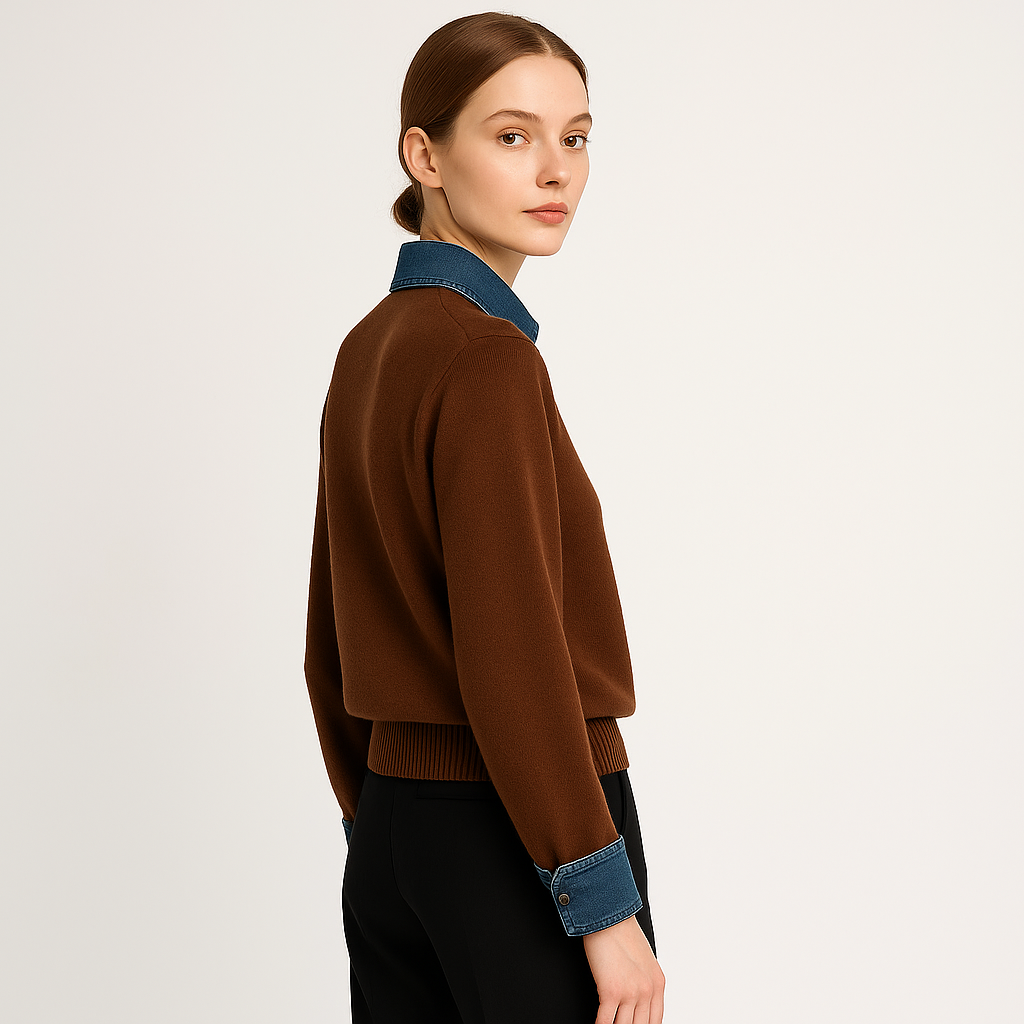 Pull Denim Contrast | Coton Mélange | Mode Urbaine Moderne