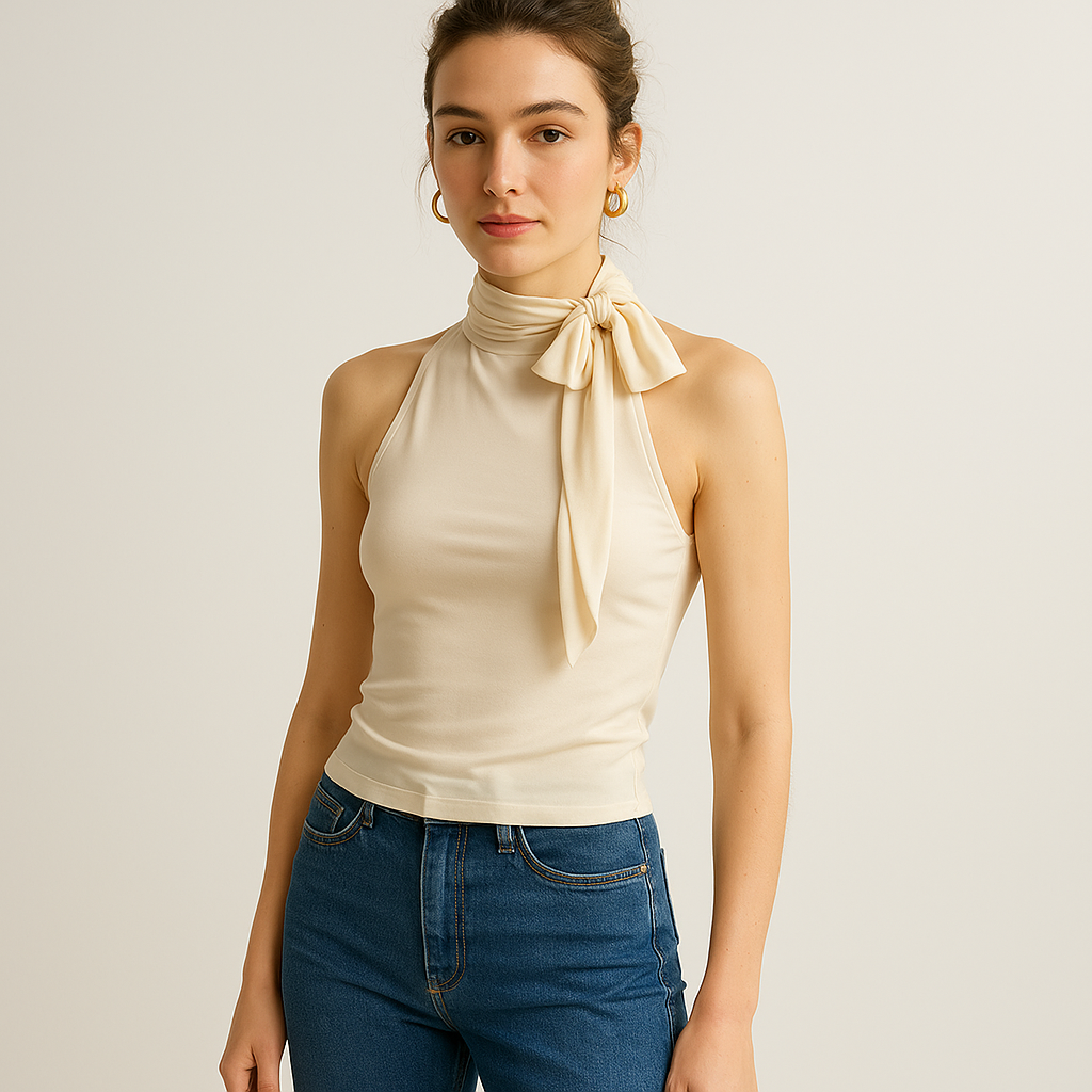 Top Halter | Col Nœud | Coupe Fluide