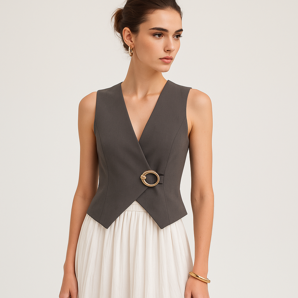 Gilet sans manches | Détail anneau | Coupe structurée