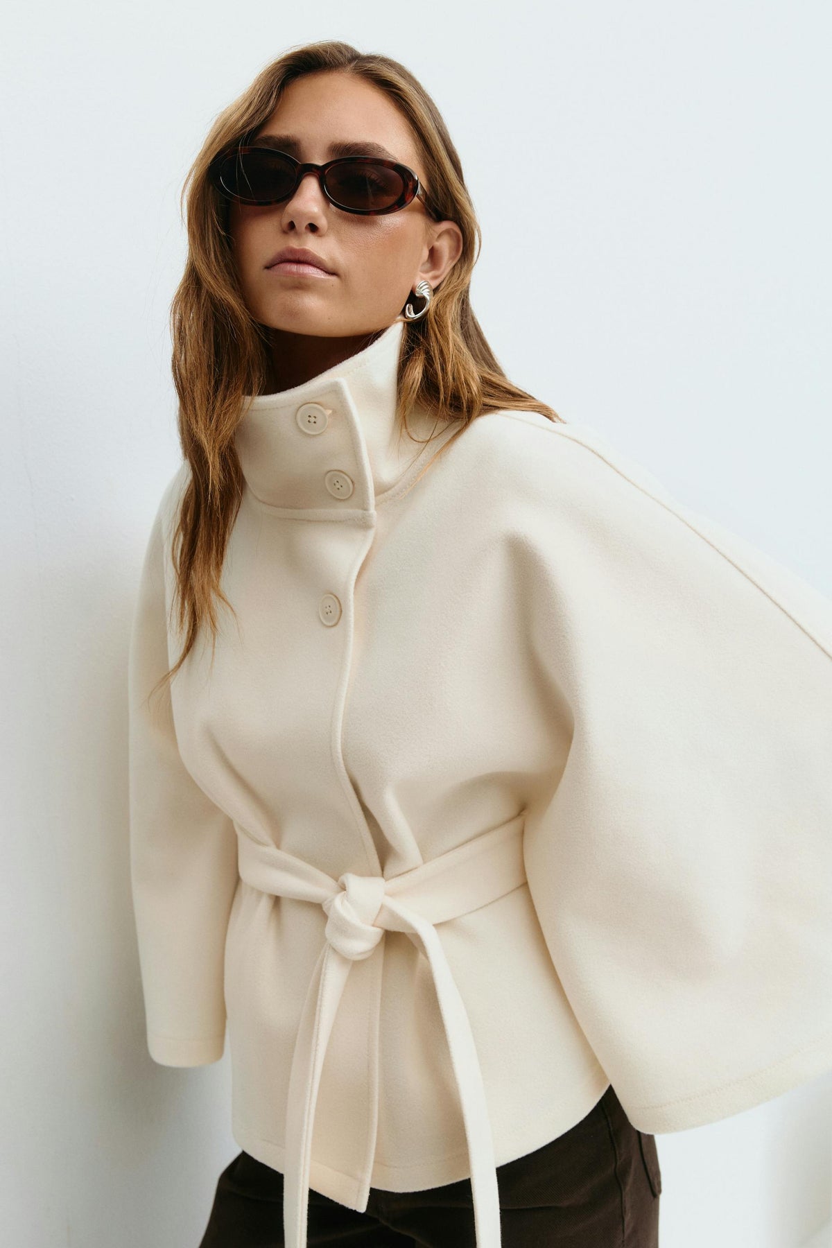 Cape Jacket | Ceinture | Col Montant | Automne Hiver