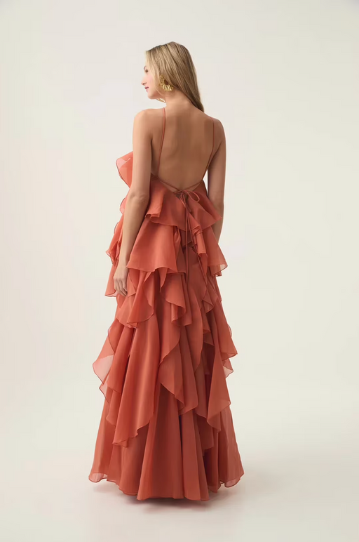 Robe Livora Maxi Ruffle | Halterneck | Chiffon