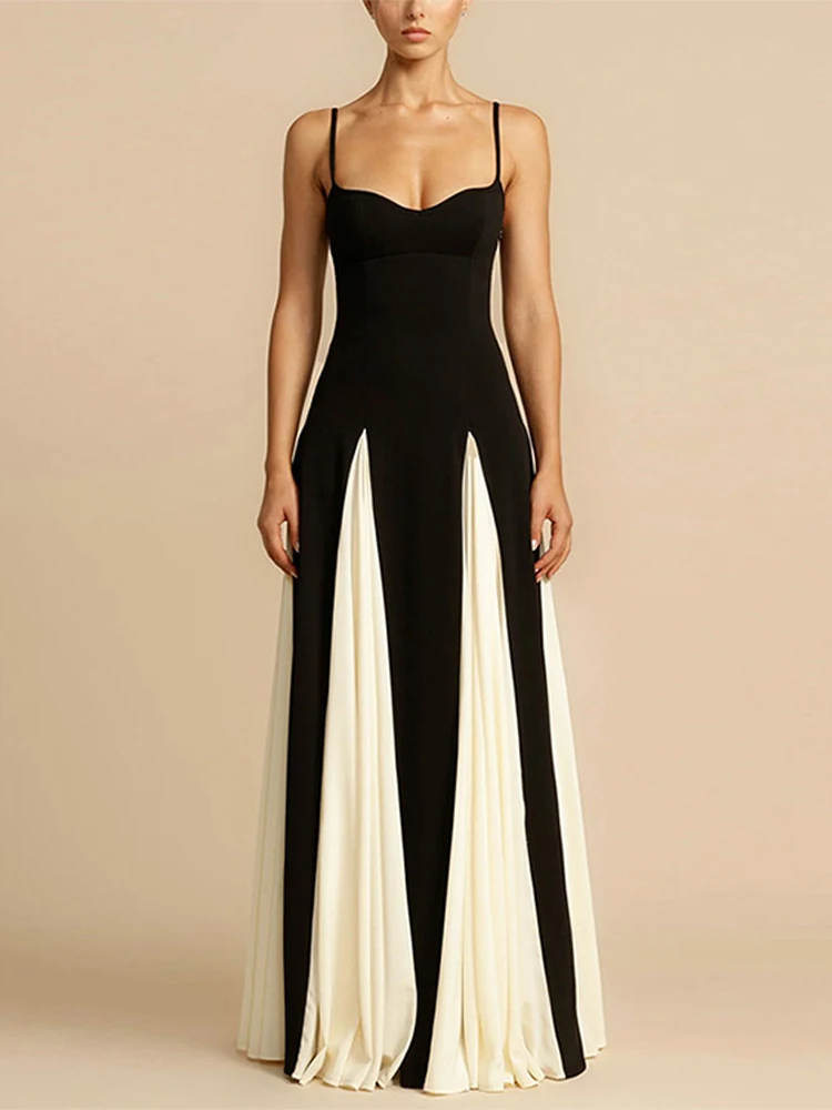 Robe Lueur Angélique Maxi | Deux Tons, Fit and Flare, Bretelles Spaghetti
