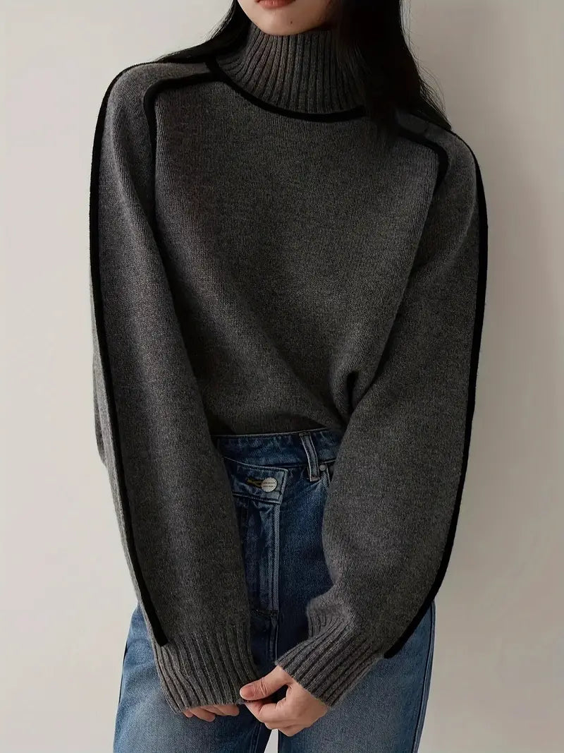 Pull Over en Laine Mélangée | Col Roulé | Coupe Relaxée