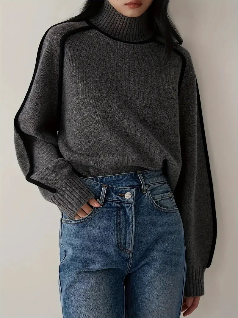 Pull Over en Laine Mélangée | Col Roulé | Coupe Relaxée