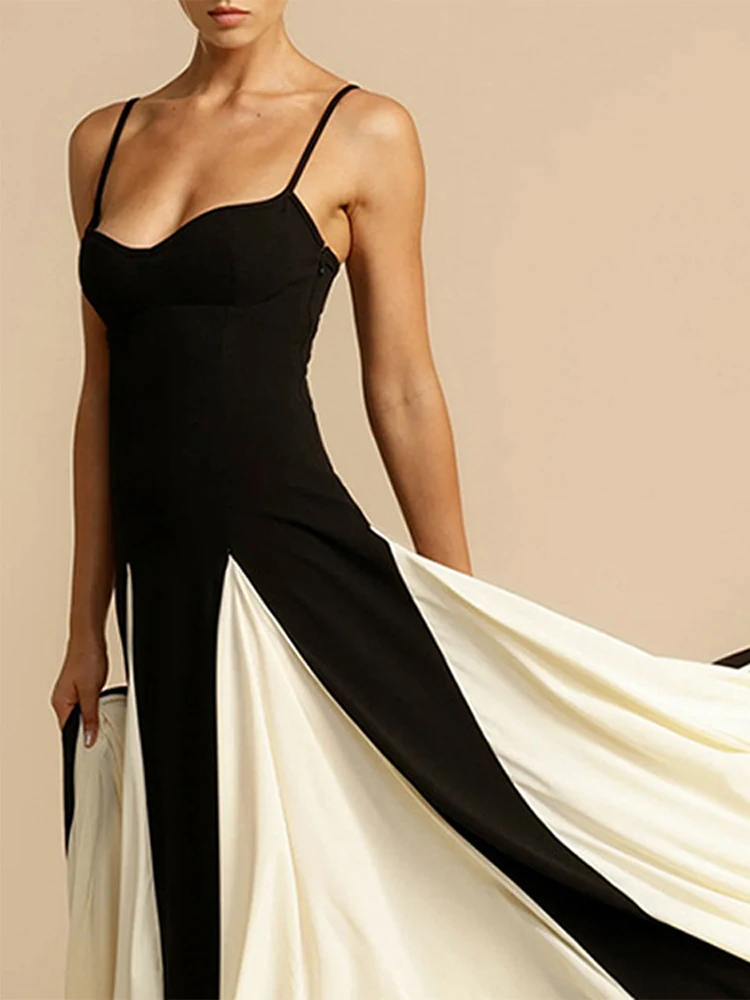 Robe Lueur Angélique Maxi | Deux Tons, Fit and Flare, Bretelles Spaghetti
