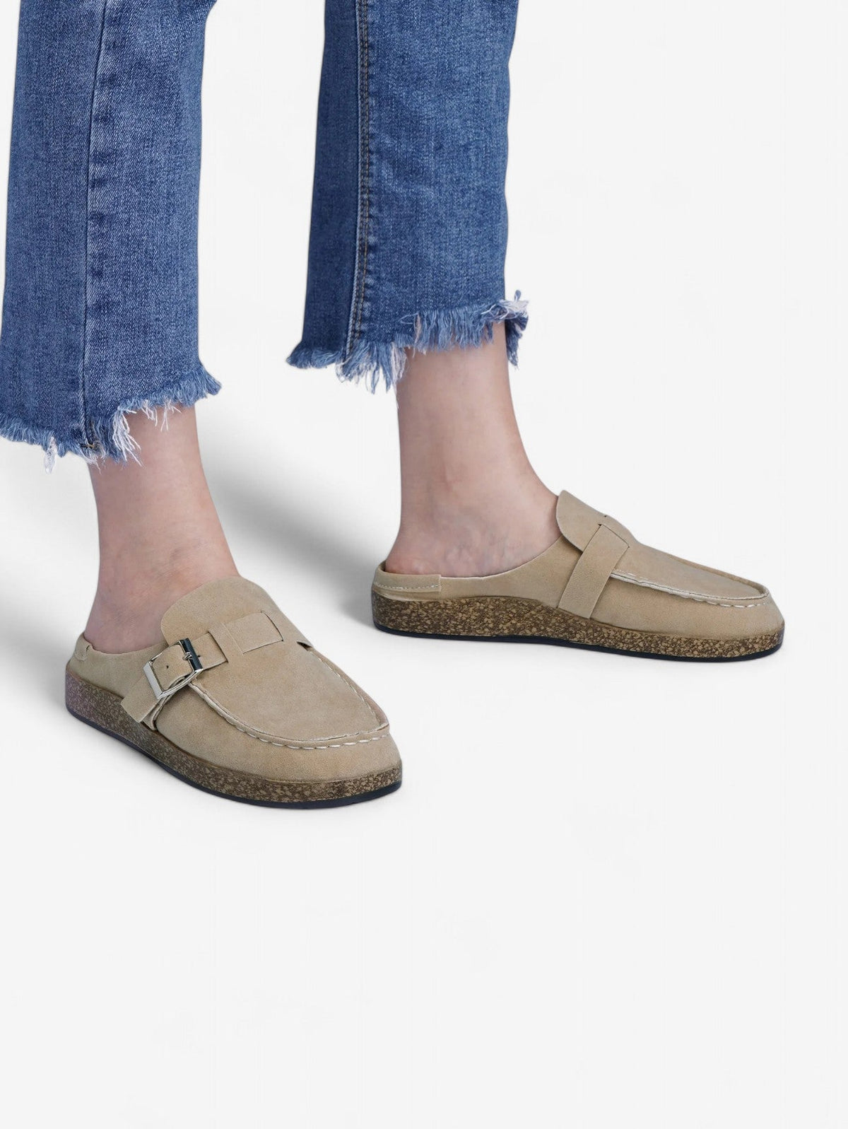 Mules Jada | Clogs en Faux Suède avec Détail Boucle
