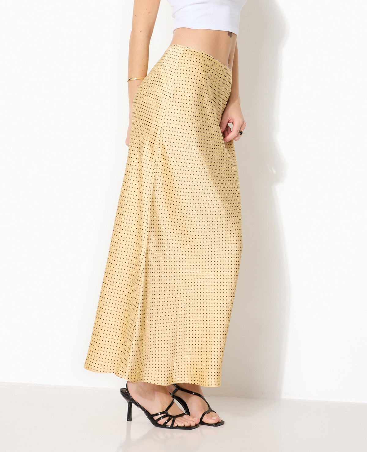 Jupe Maxi Sequin Or | Fente Haute