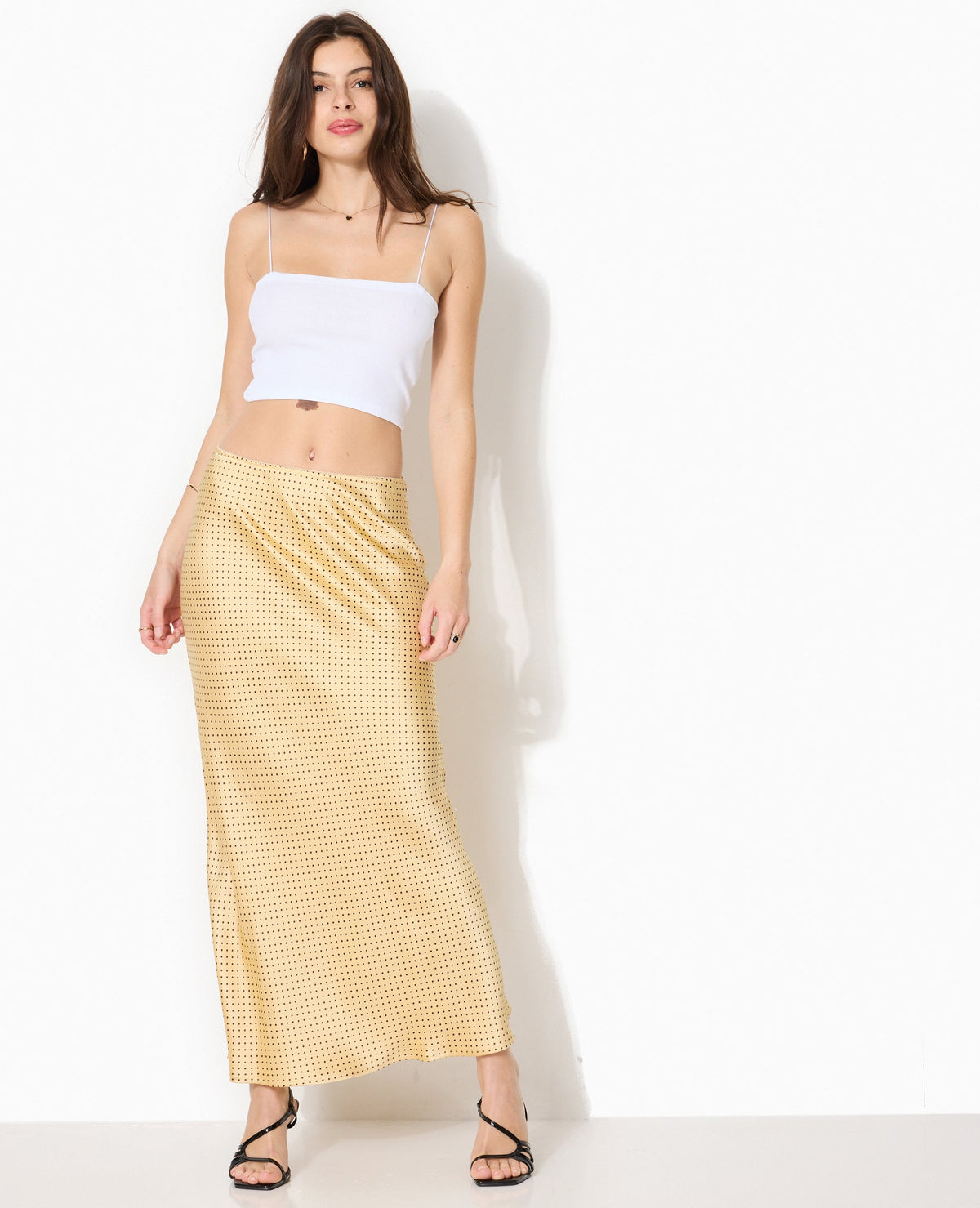Jupe Maxi Sequin Or | Fente Haute