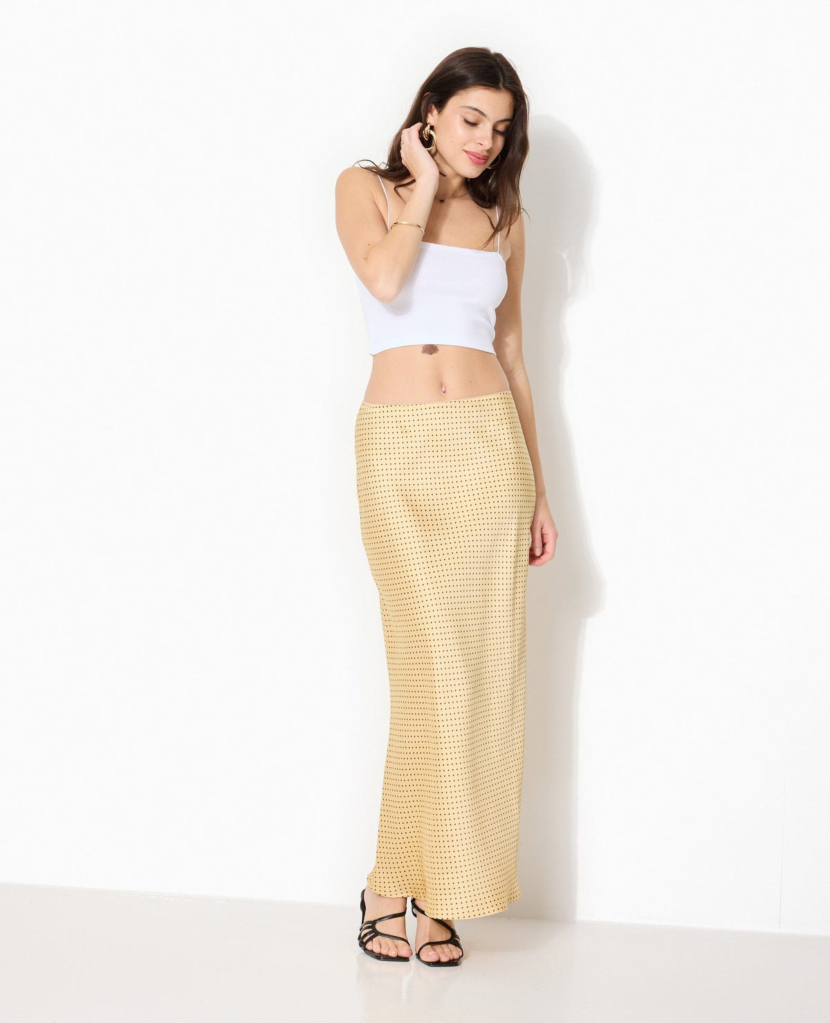 Jupe Maxi Sequin Or | Fente Haute