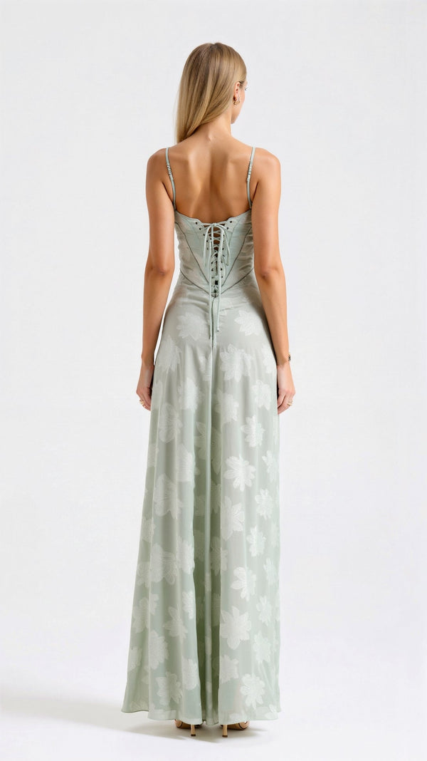 Robe Maxi Naya en Dentelle | Superposition Transparente | Bretelles Fines