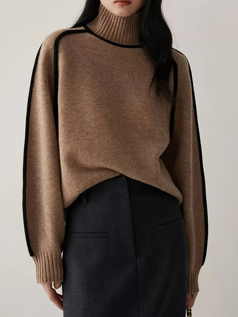 Pull Over en Laine Mélangée | Col Roulé | Coupe Relaxée