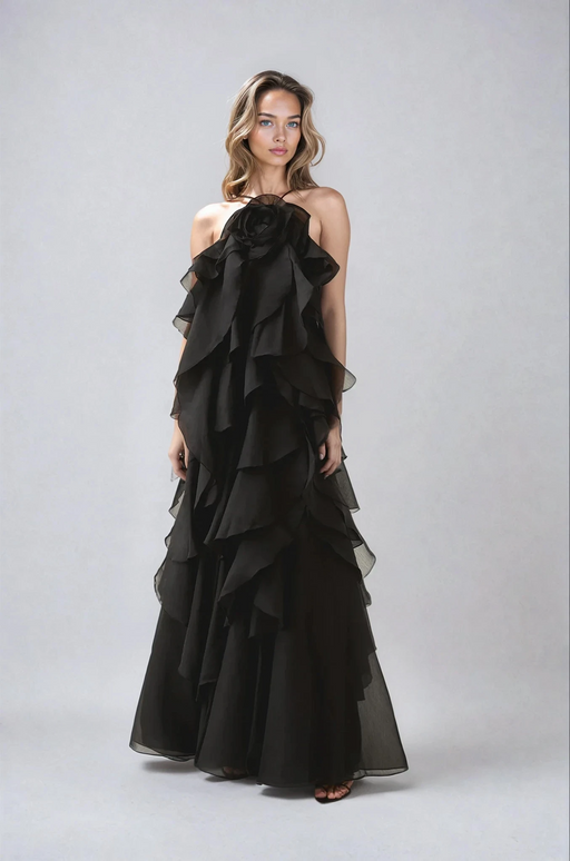 Robe Livora Maxi Ruffle | Halterneck | Chiffon