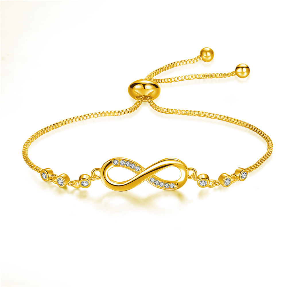 Bracelet Infini | Chaîne Ajustable | Détail Cristal