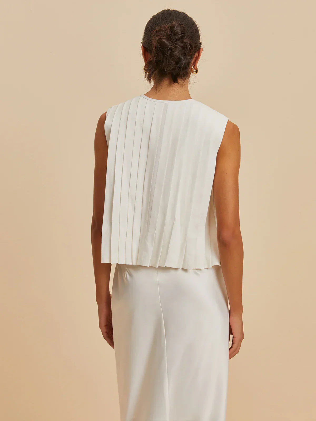 Blouse sans manches à nouer devant | Mélange coton-lin
