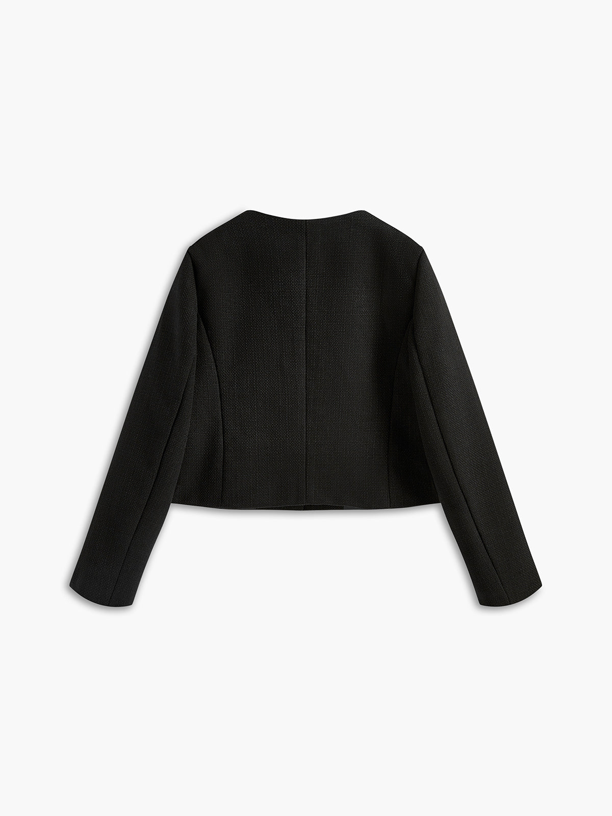 Veste Noire Tweed Fondamentale | Boutons Or | Coupe Structurée Courte