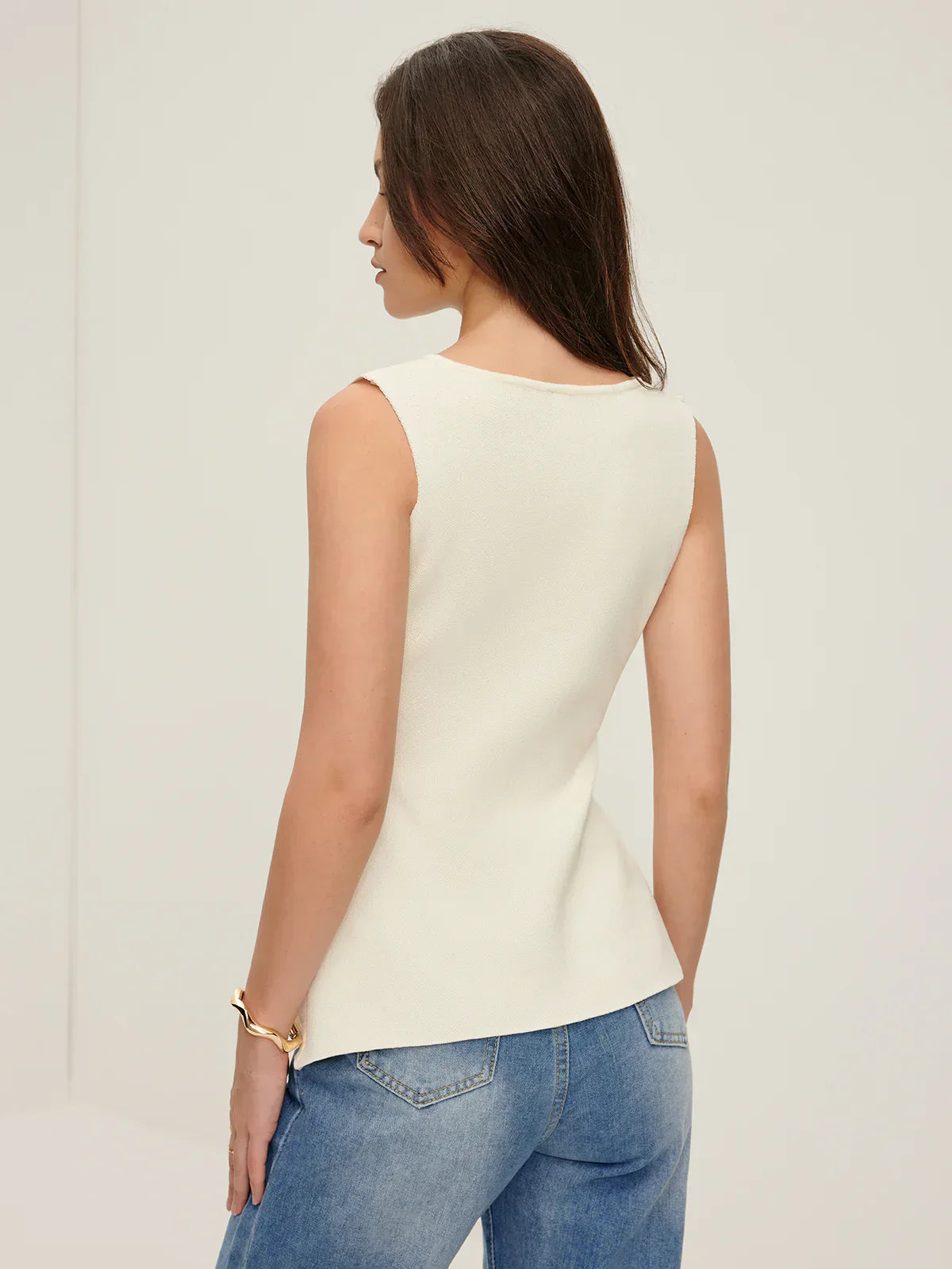 Gilet Tricot Métier | Boutons Devant | Ourlet Fendu