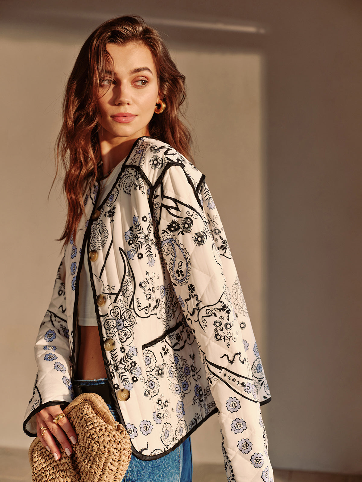 Veste en Coton Brodé | Imprimé Floral | Inspirée du Bohème