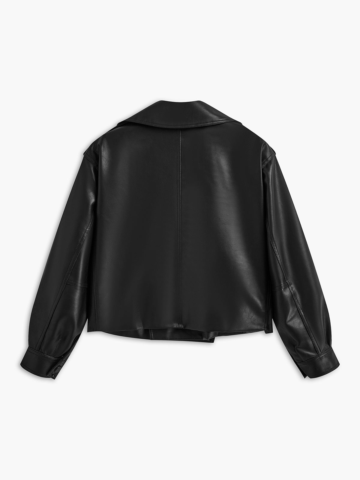 Veste en Cuir Cropped Métier | Col Oversize | Silhouette Structurée