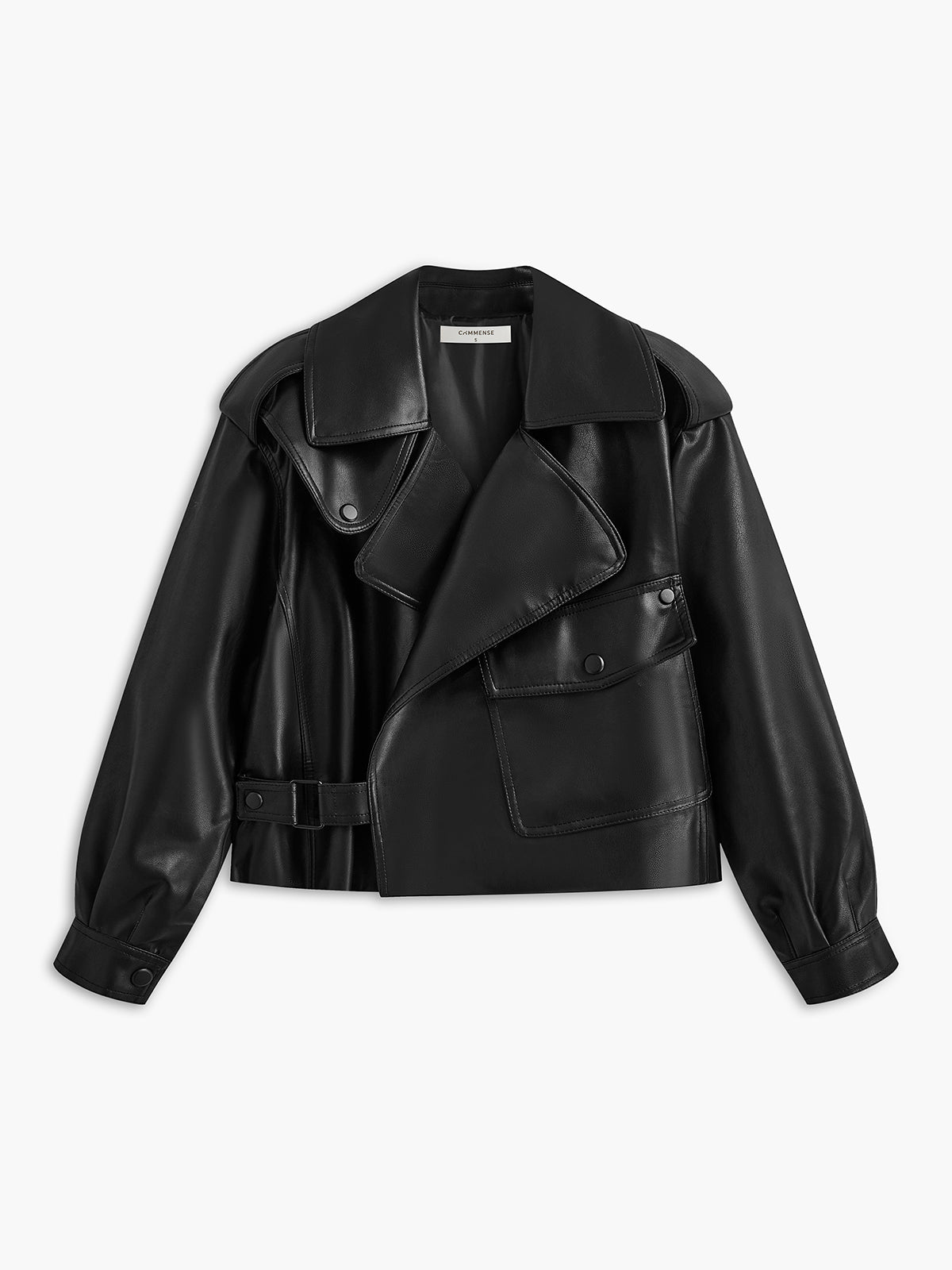 Veste en Cuir Cropped Métier | Col Oversize | Silhouette Structurée