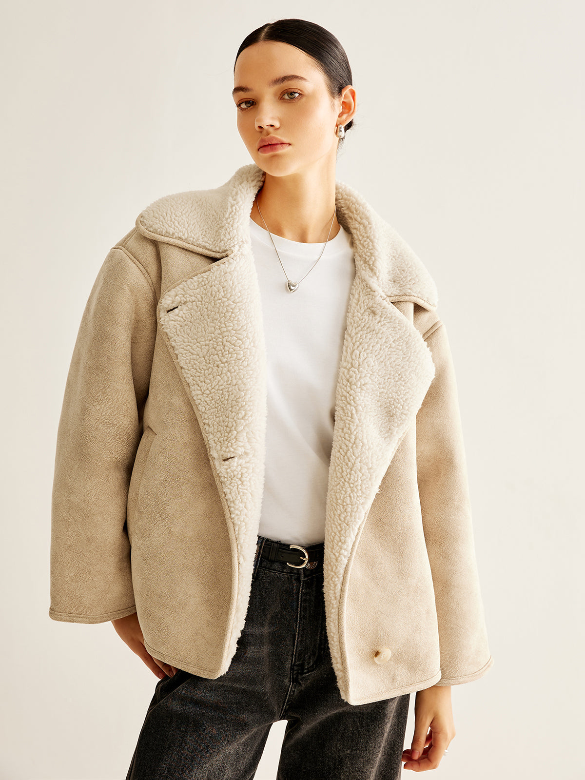 Veste en Faux Shearling | Coupe Oversized | Beige