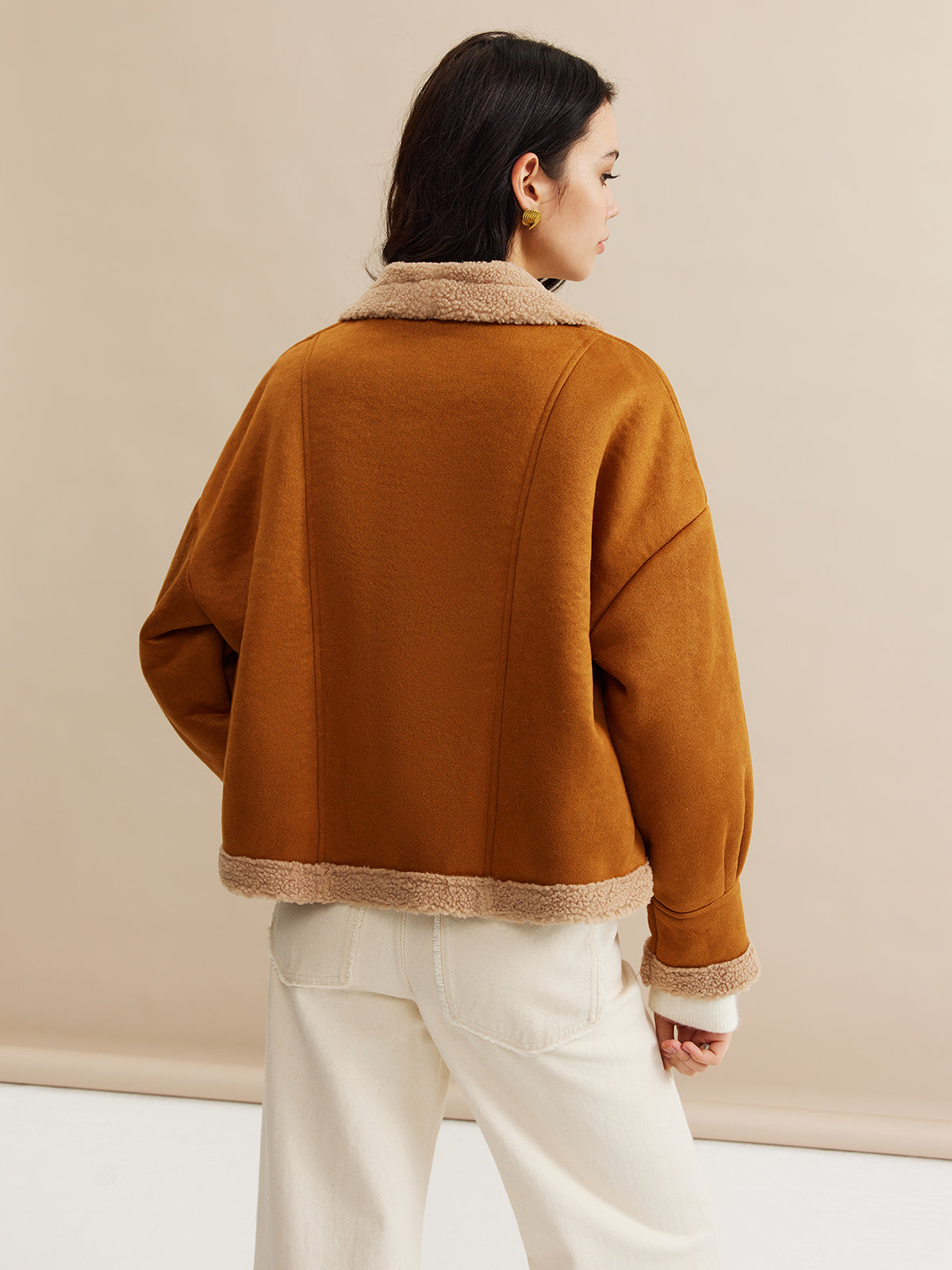 Veste Camel Contrast | Col Replié | Finition Texture Douce