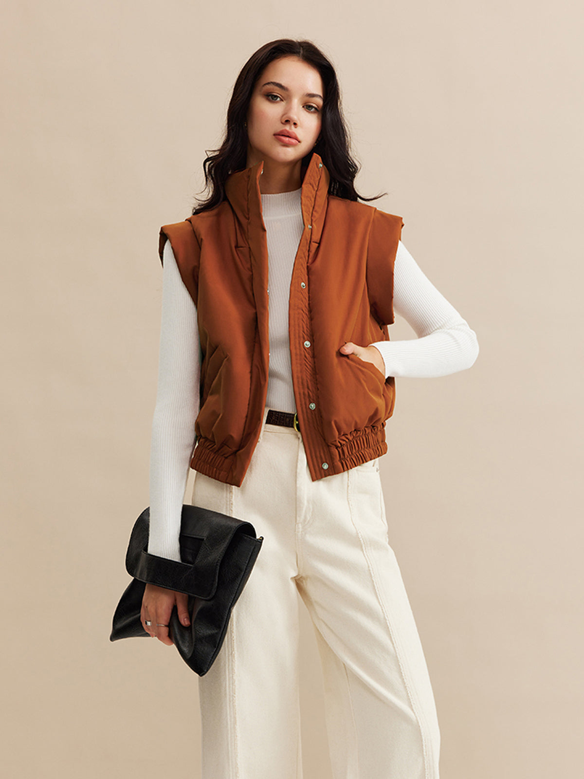 Gilet Matelassé Sans Manches | Col Montant | Coupe Relaxe