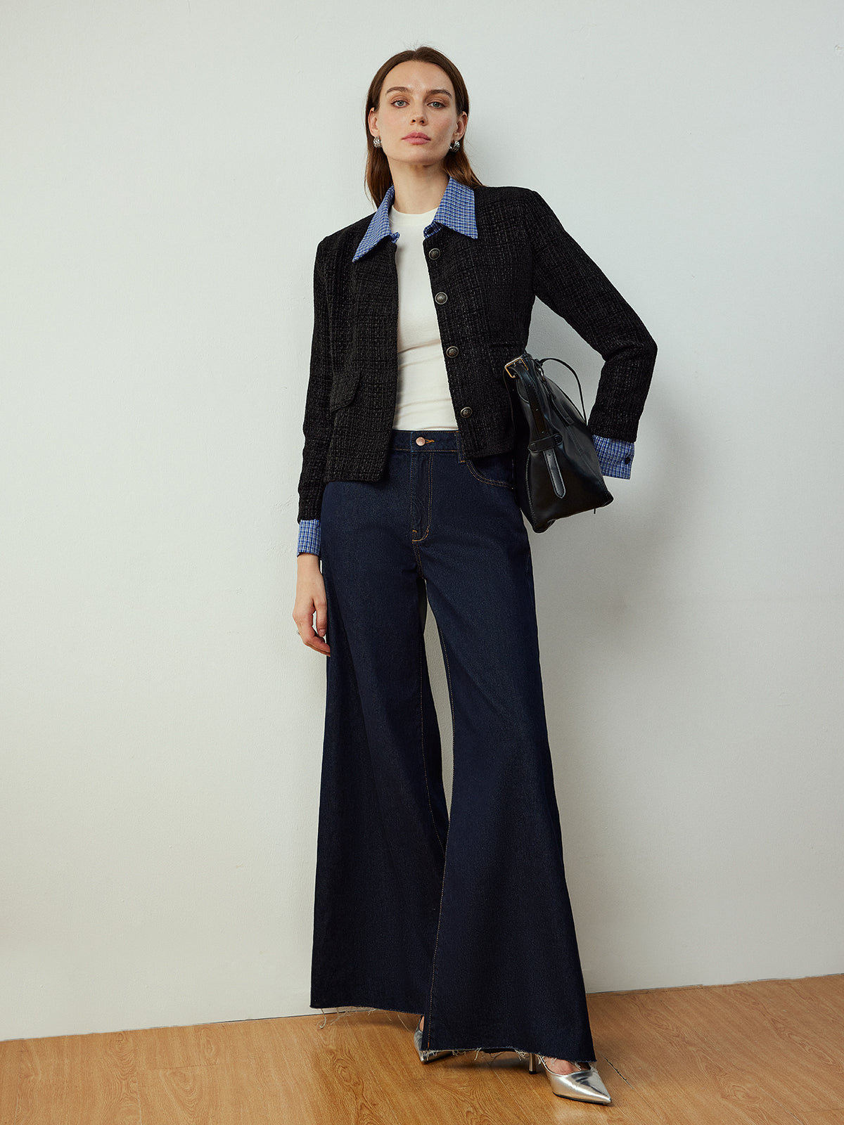 Veste Tweed Courte | Col Contrast | Silhouette Classique