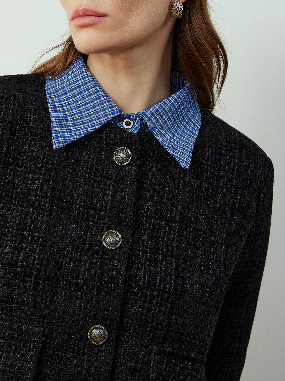 Veste Tweed Courte | Col Contrast | Silhouette Classique
