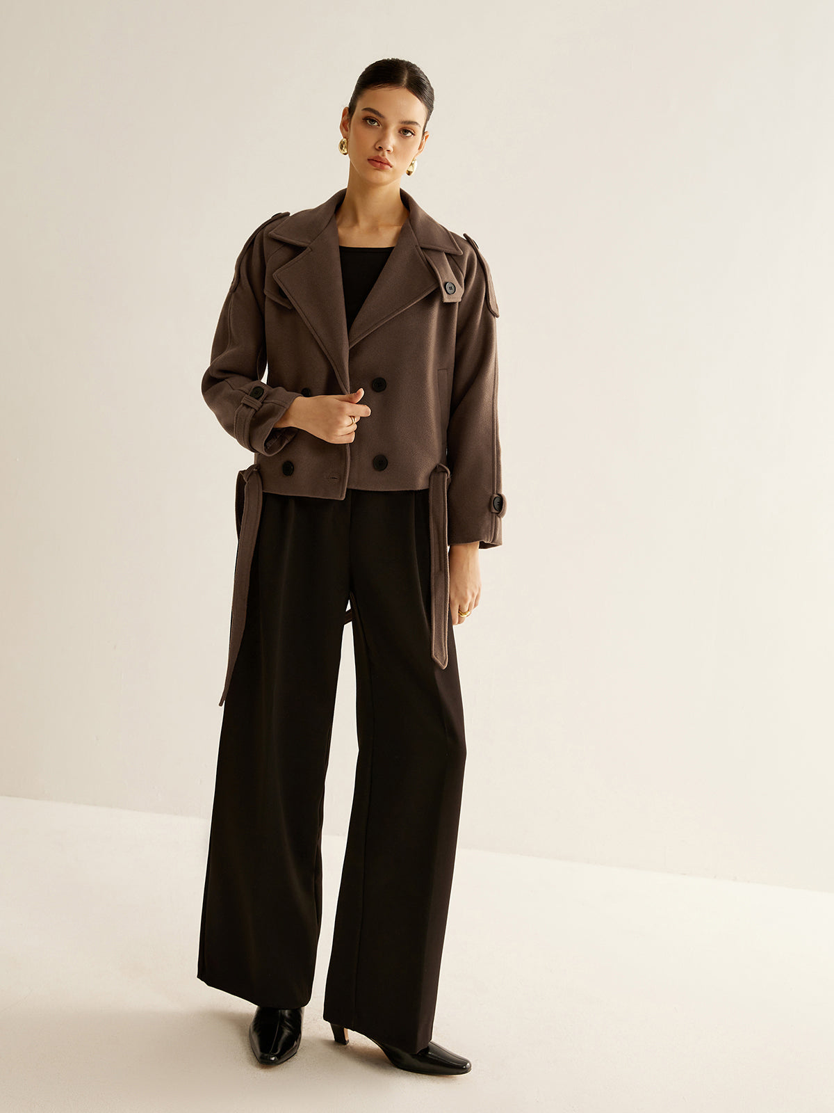 Manteau Court Double-Breasted | Silhouette Structurée | Style Raffiné Hiver