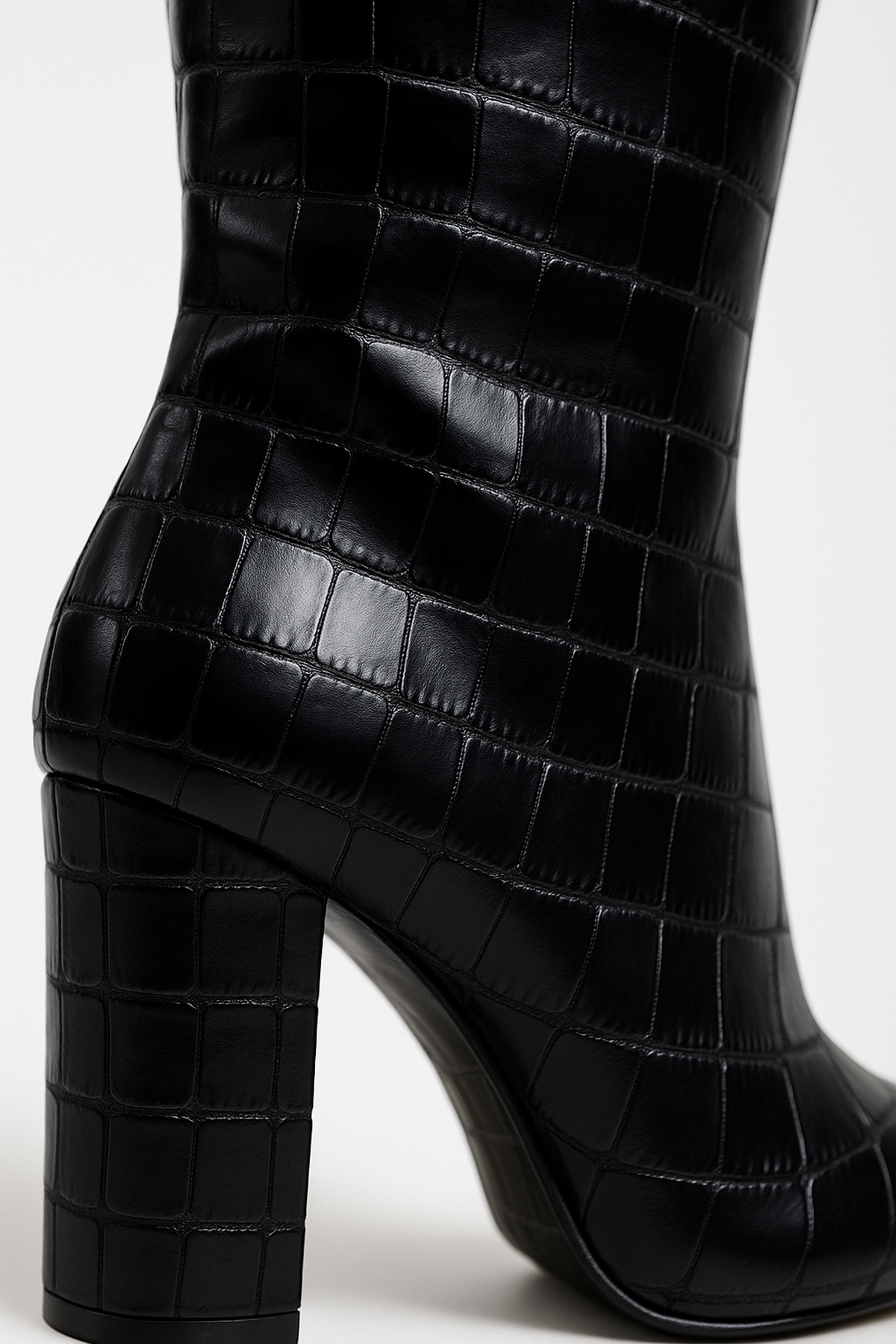 Bottes Hautes Croc-Embossées | orteil pointu | Talon Bloc